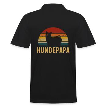 Hundepapa eines Yorkshire Terrier - Männer Poloshirt - Schwarz - Hinten - Kai (181cm)