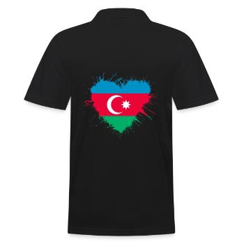 Drapeau du cœur de l’Azerbaïdjan - Polo Homme - noir - Dos - Kai (181cm)