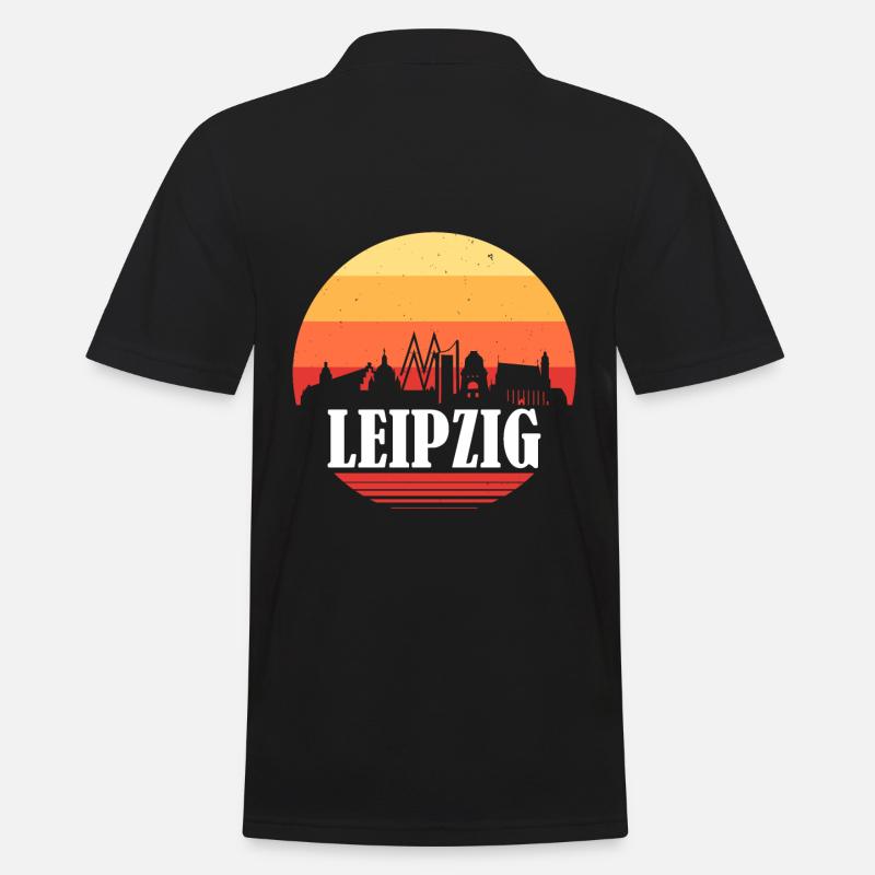 Leipzig Retro Skyline - Männer Poloshirt - Schwarz