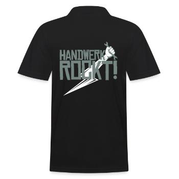 Handwerk rockt - Männer Poloshirt - Schwarz - Hinten - Kai (181cm)