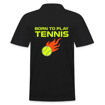Born to play tennis (Tennisball mit Flammen) - Men's Polo Shirt - black - Back - Kai (181cm)