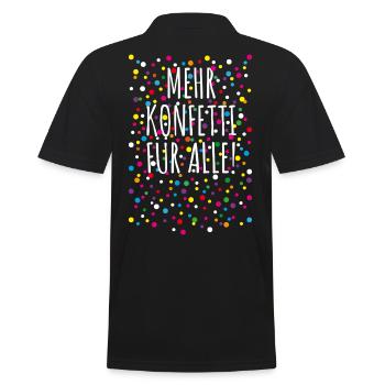 06 Mehr Konfetti für alle - Männer Poloshirt - Schwarz - Hinten - Kai (181cm)