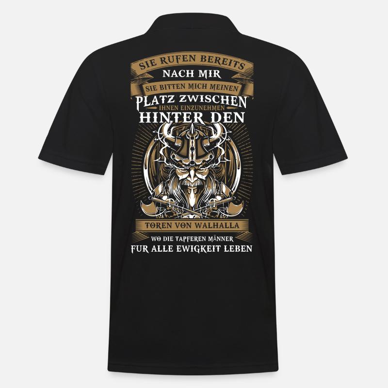 Sie warten bereits auf mich - Wikinger Design - Männer Poloshirt - Schwarz