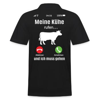 Kühe rufen Landwirt Bauer Geschenkidee Kuh lustig - Männer Poloshirt - Schwarz - Hinten - Kai (181cm)