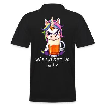 Beer Sayings Unicorn Unicorn - What are you looking at - Men's Polo Shirt - black - Back - Kai (181cm)