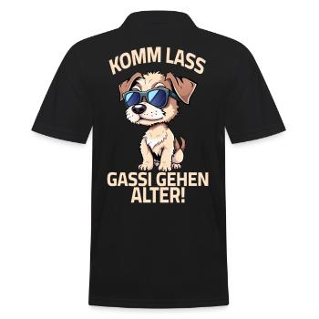 Hund Hundebesitzer - Komm lass Gassi gehen Alter - Männer Poloshirt - Schwarz - Hinten - Kai (181cm)