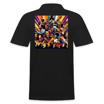 Afro Soul Style, Elektrische Harmonie - Männer Poloshirt - Schwarz - Hinten - Kai (181cm)