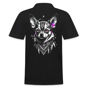 Chien chihuahua géométrique gris rose - Polo Homme - noir - Dos - Kai (181cm)