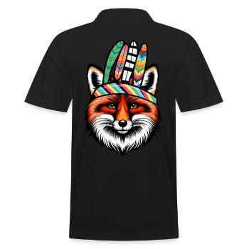 Shamans, Foxes, Foxes, Spiritual - Men's Polo Shirt - black - Back - Kai (181cm)