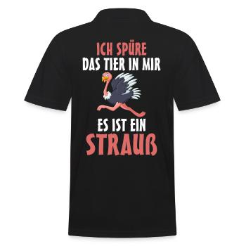 Strauß - Männer Poloshirt - Schwarz - Hinten - Kai (181cm)
