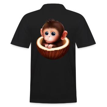 Monkey in a coconut - Men's Polo Shirt - black - Back - Kai (181cm)