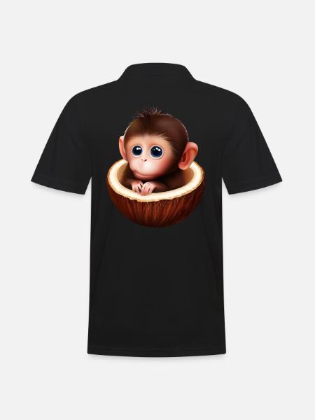 Monkey in a coconut - Men's Polo Shirt - black