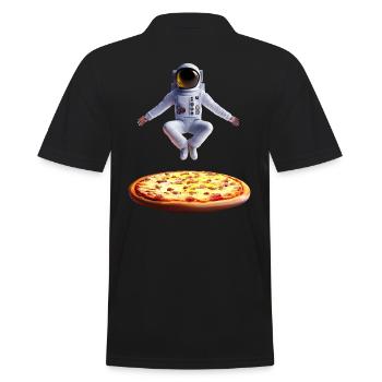 Hovering astronaut over pizza - Men's Polo Shirt - black - Back - Kai (181cm)