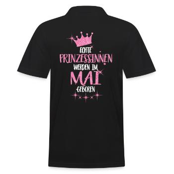 ECHTE PRINZESSINNEN WERDEN IM MAI GEBOREN - Männer Poloshirt - Schwarz - Hinten - Kai (181cm)