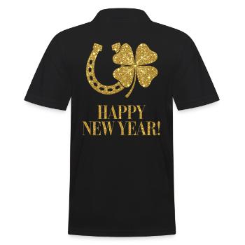 Happy New Year Shamrock Horseshoe Lucky gold - Men's Polo Shirt - black - Back - Kai (181cm)