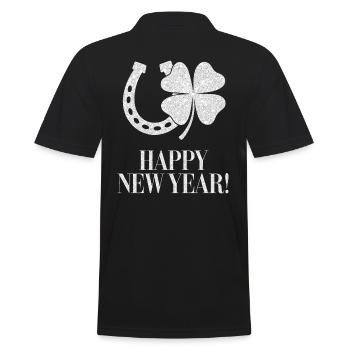 Shamrock Horseshoe New Year's Eve New Year Lucky Charm - Men's Polo Shirt - black - Back - Kai (181cm)