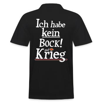 habe kein Bock auf Krieg - Männer Poloshirt - Schwarz - Hinten - Kai (181cm)