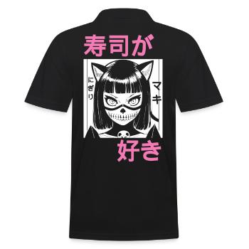 Ich Liebe Sushi - Nigiri und Maki - Männer Poloshirt - Schwarz - Hinten - Kai (181cm)