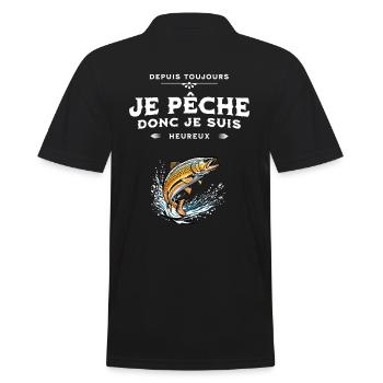 I fish therefore I am happy - Men's Polo Shirt - black - Back - Kai (181cm)