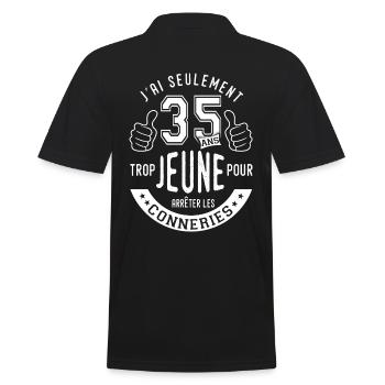 35 ans trop jeune cadeau drôle anniversaire 35 ans - Polo Homme - noir - Dos - Kai (181cm)