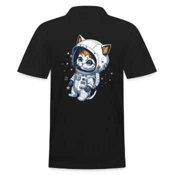 Baby cat in space - Men's Polo Shirt - black - Back - Kai (181cm)