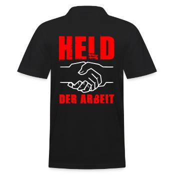 HELD DER ARBEIT - DDR Ostalgie - Männer Poloshirt - Schwarz - Hinten - Kai (181cm)