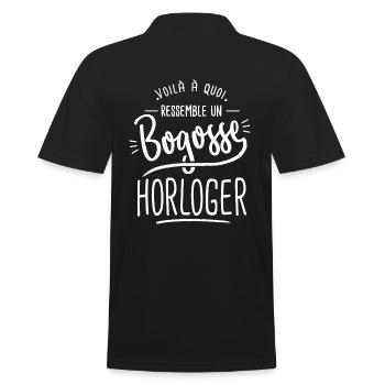 bogosse Horloger cadeau horloger humour - Polo Homme - noir - Dos - Kai (181cm)