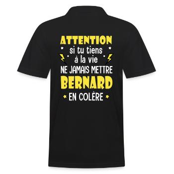 Bernard humour prénom bernard tshirt personnalisé - Polo Homme - noir - Dos - Kai (181cm)