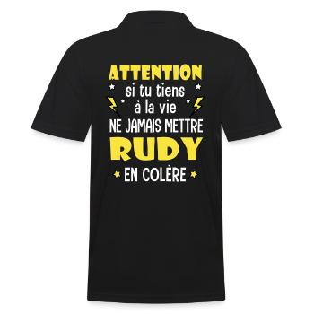 Rudy humour prénom rudy tshirt personnalisé - Polo Homme - noir - Dos - Kai (181cm)