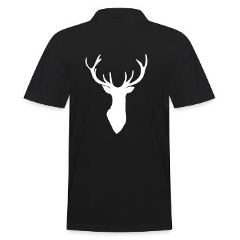 Silhouette de bois de cerf tête de cerf blanc - Polo Homme - noir - Dos - Kai (181cm)