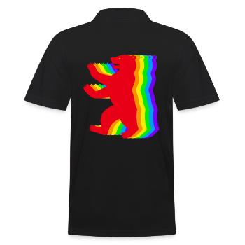 Berliner Regenbogen Bären - Männer Poloshirt - Schwarz - Hinten - Kai (181cm)