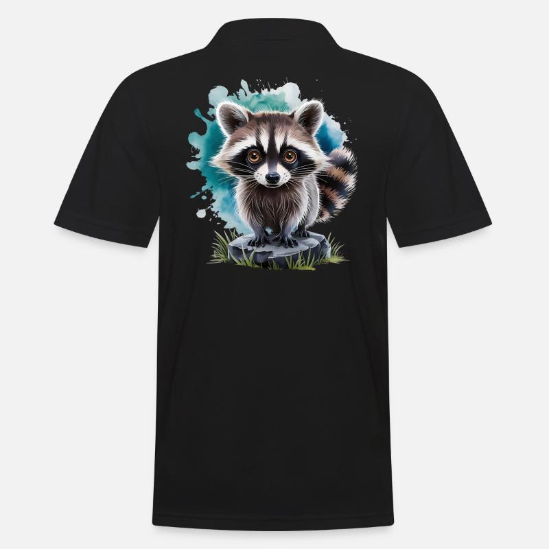 Süßer Waschbär - Männer Poloshirt - Schwarz