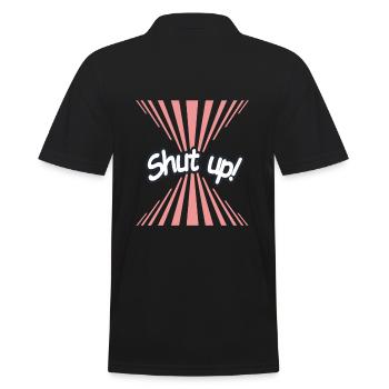 halts maul shut up ! tee t-shirt sei ruhig - Männer Poloshirt - Schwarz - Hinten - Kai (181cm)