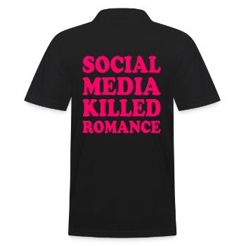 social media killed romance - Männer Poloshirt - Schwarz - Hinten - Kai (181cm)