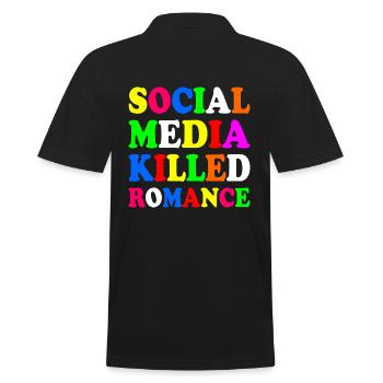 social media killed romance - Männer Poloshirt - Schwarz - Hinten - Kai (181cm)