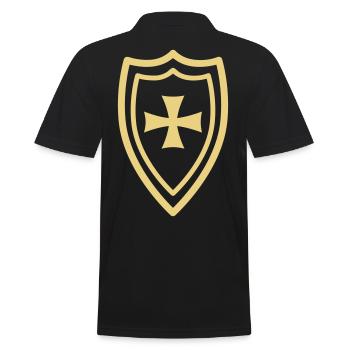 Ritterschild Kreuz Rüstung Rot 1c - Männer Poloshirt - Schwarz - Hinten - Kai (181cm)