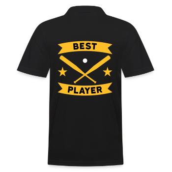 Best baseball player (Banner, Baseballschläger) - Männer Poloshirt - Schwarz - Hinten - Kai (181cm)