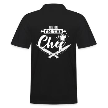 I m the chef cadeau cool chef cuisinier - Polo Homme - noir - Dos - Kai (181cm)