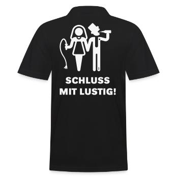 Schluss Mit Lustig! JGA Peitsche Bier Brautpaar W - Männer Poloshirt - Schwarz - Hinten - Kai (181cm)
