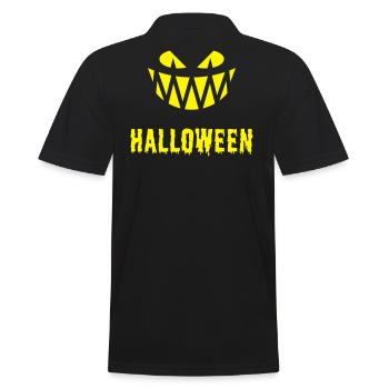 Halloween Fright & Lettering (Smile / Teeth / Y) - Men's Polo Shirt - black - Back - Kai (181cm)