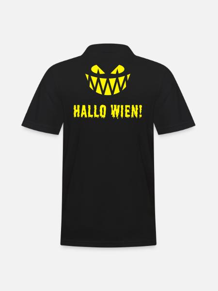 Hallo Wien! Fratze & Schriftzug (Halloween / Y) - Männer Poloshirt - Schwarz