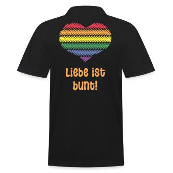 Liebe Ist Bunt! (Herz / Pride / LGBTQIA+) - Männer Poloshirt - Schwarz - Hinten - Kai (181cm)
