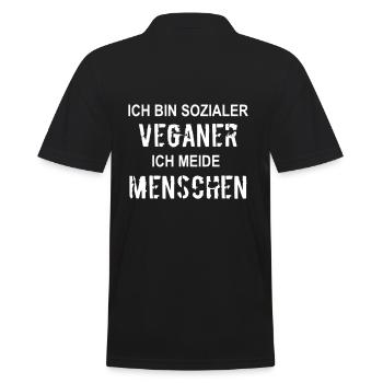 Sozialer Veganer meidet Menschen - Männer Poloshirt - Schwarz - Hinten - Kai (181cm)