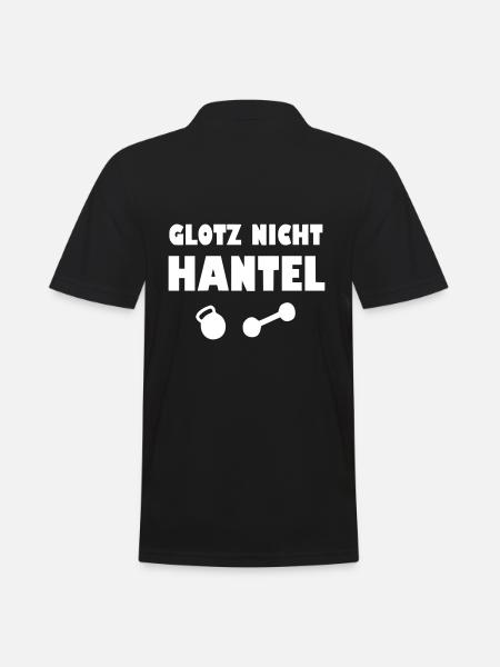 Glotz nicht hantel - Männer Poloshirt - Schwarz