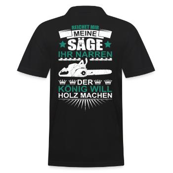 Waldarbeiter Förster - Der König will Holz machen - Männer Poloshirt - Schwarz - Hinten - Kai (181cm)