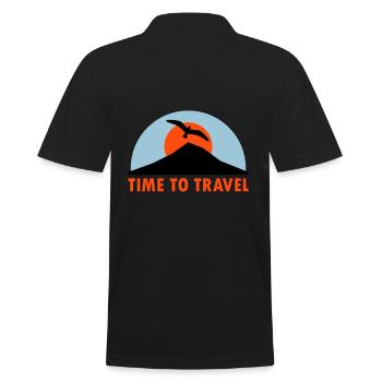 Time to travel (Berg, Sonne, Vogel) - Männer Poloshirt - Schwarz - Hinten - Kai (181cm)