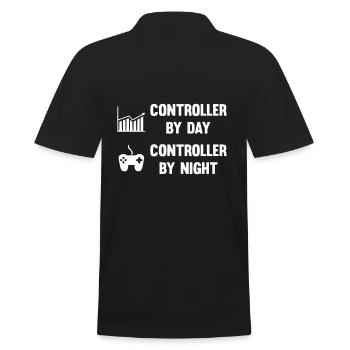 Controller by day Controller by night - Men's Polo Shirt - black - Back - Kai (181cm)