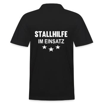 Stallhilfe im Einsatz - Männer Poloshirt - Schwarz - Hinten - Kai (181cm)