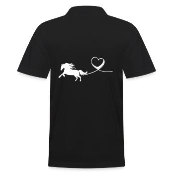 Pferd Herz Liebe - Männer Poloshirt - Schwarz - Hinten - Kai (181cm)