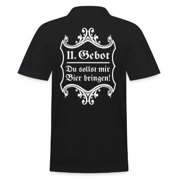 Bier Biertrinker 11. Gebot lustige Sprüche saufen - Männer Poloshirt - Schwarz - Hinten - Kai (181cm)